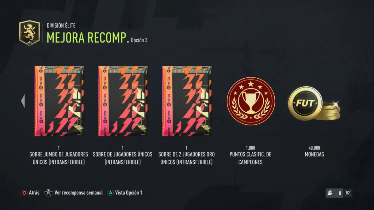 FIFA 22: ¿Cambiaron las recompensas de Division Rivals? Parece que sí Ultimate Team recompensas de la División Élite (opción 3)