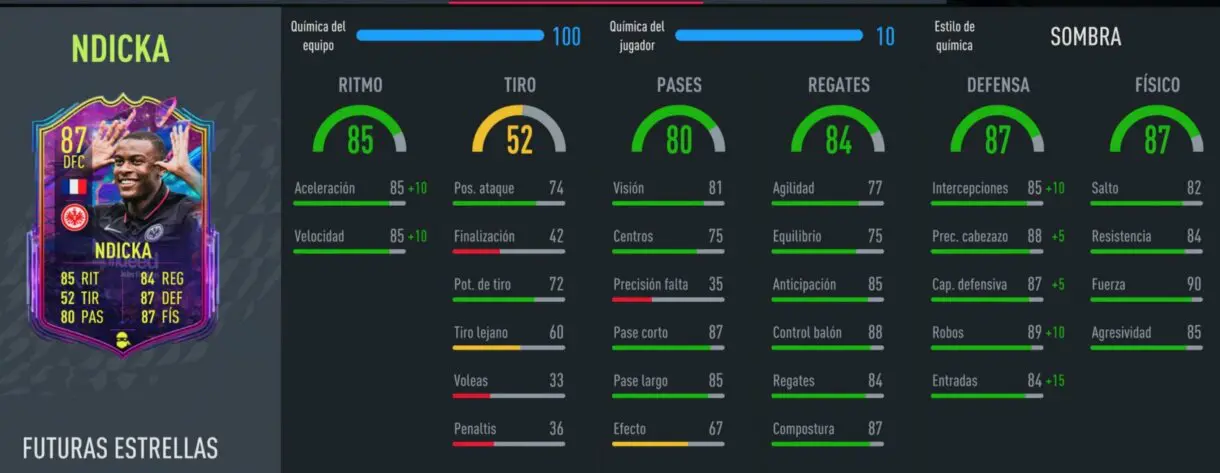 FIFA 22: este central francés es muy interesante y tiene un precio razonable Ultimate Team stats in game de Ndicka Future Stars