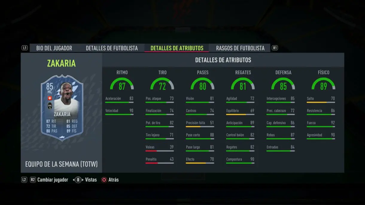FIFA 22: el TOTW 22 incluye interesantes upgrades de cartas dinámicas Ultimate Team TOTW 25 stats in game de Zakaria IF