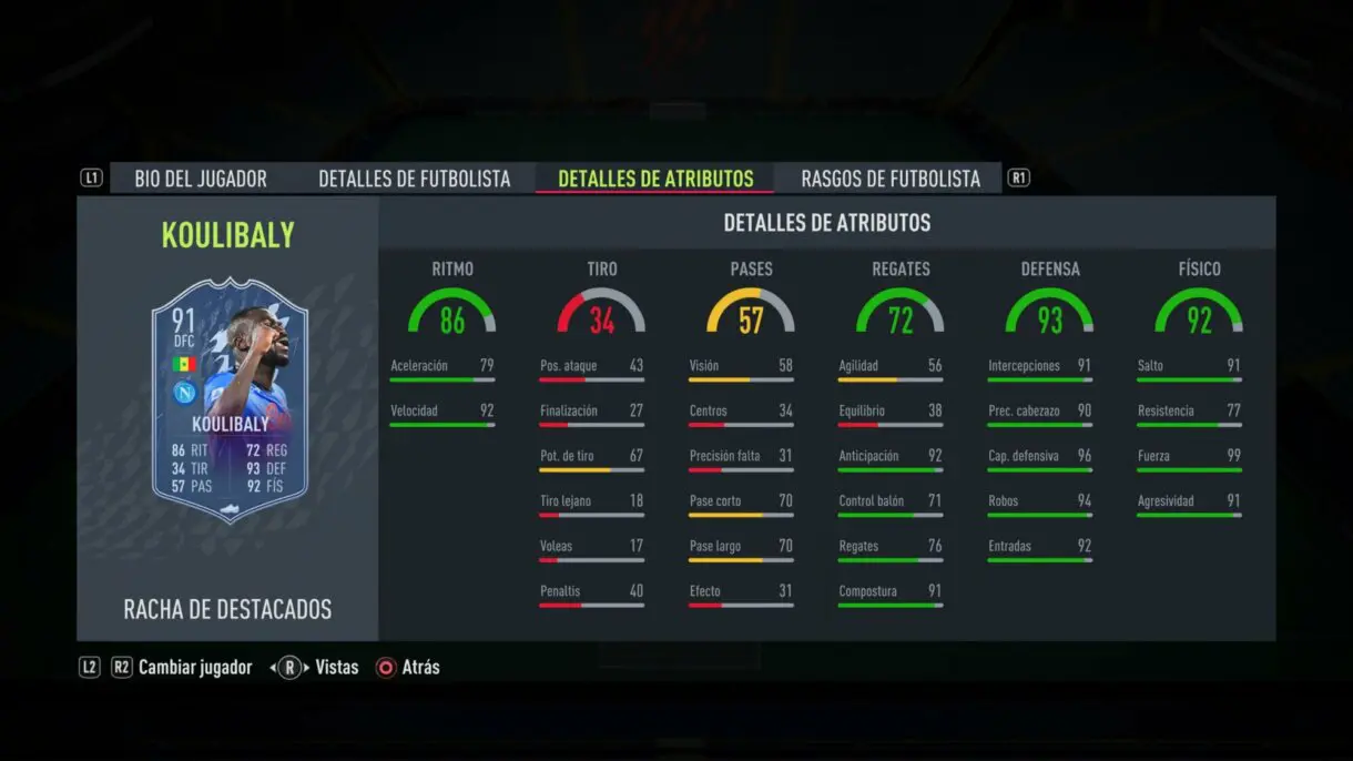 FIFA 22: el TOTW 22 incluye interesantes upgrades de cartas dinámicas Ultimate Team TOTW 25 stats in game de Koulibaly Headliners