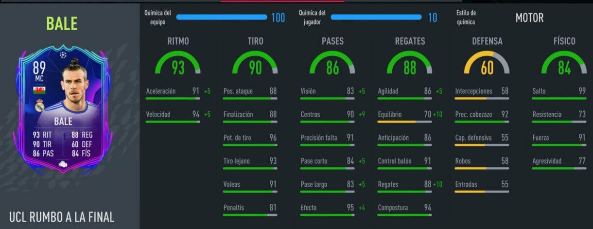 Stats in game Gareth Bale RTTF FIFA 22 Ultimate Team