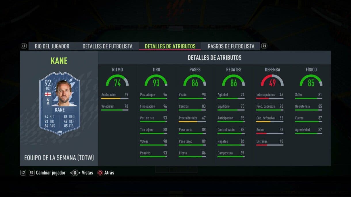 Stats in game Kane IF FIFA 22 Ultimate Team
