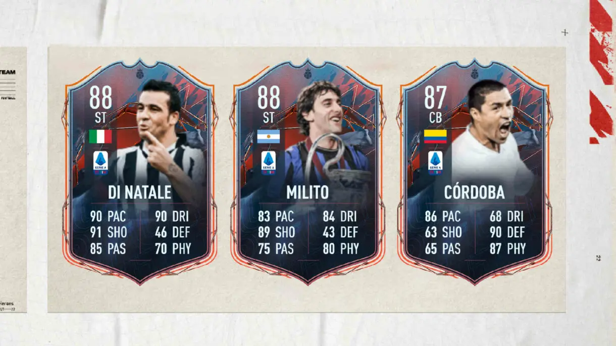 FIFA 22 FUT Heroes: Diego Milito, Iván Córdoba y Di Natale muestran sus stats generales Ultimate Team