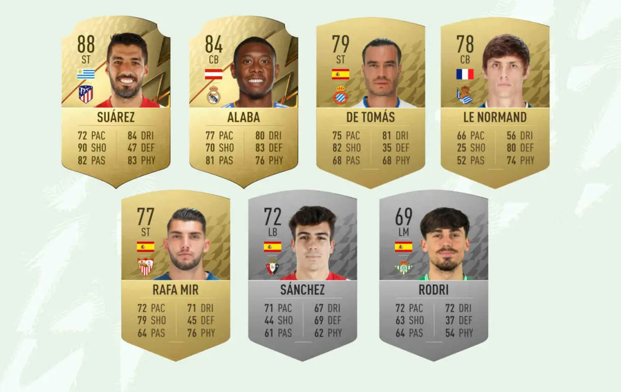 Cartas base nominados POTM octubre Liga Santander FIFA 22 Ultimate Team