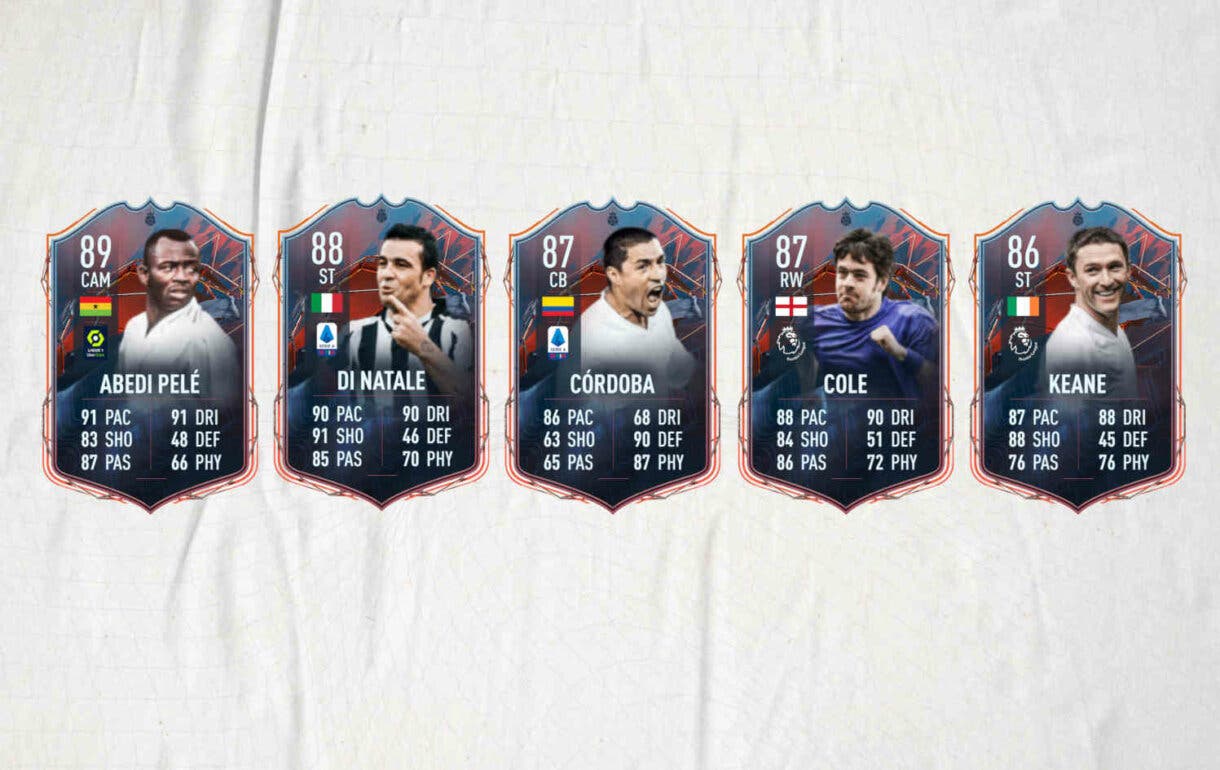 Cartas Abedi Pelé, Di Natale, Córdoba, Cole y Keane FUT Heroes FIFA 22 Ultimate Team