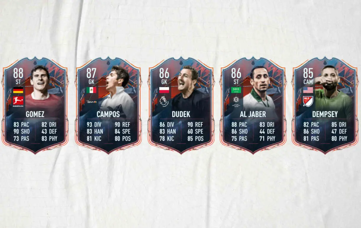 Carta Mario Gómez, Campos, Dudek, Al Jaber y Dempsey FUT Heroes FIFA 22 Ultimate Team