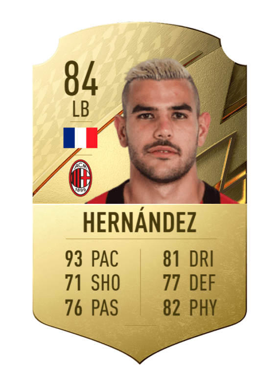 Carta Theo Hernández oro único FIFA 22 Ultimate Team