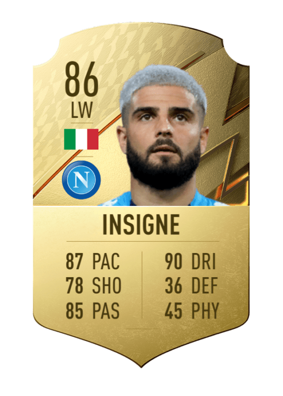 Carta Insigne oro único FIFA 22 Ultimate Team