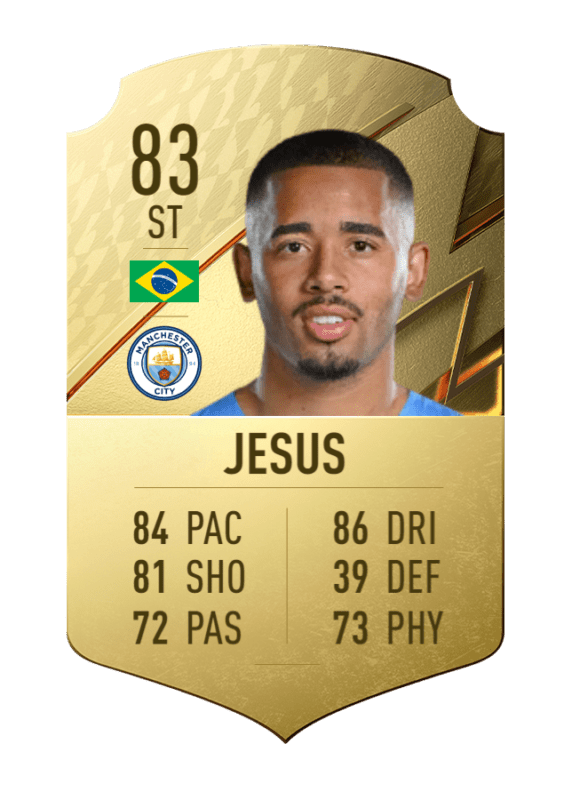 Carta Gabriel Jesús oro único FIFA 22 Ultimate Team