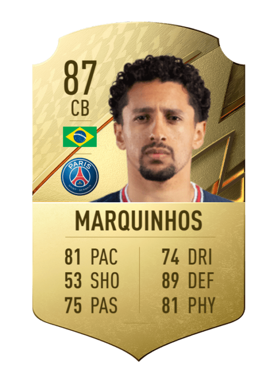 Carta Marquinhos oro único FIFA 22 Ultimate Team