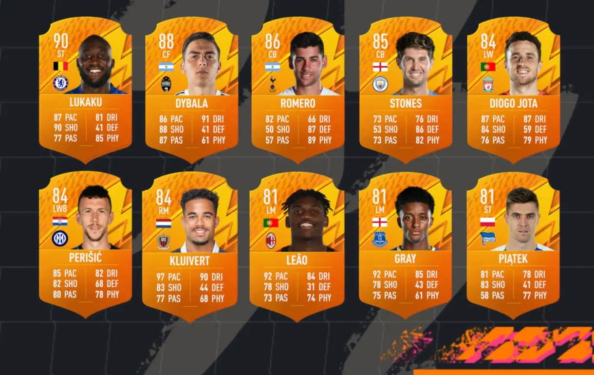 Diez cartas MOTM FIFA 22 Ultimate Team (mayor media)