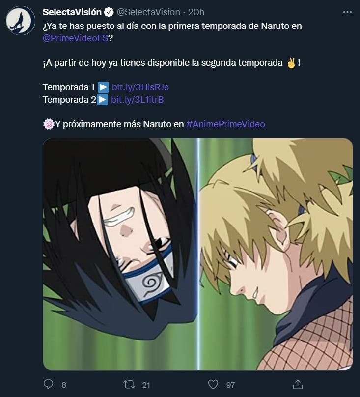 La temporada 2 de Naruto ya está disponible en  Prime Video