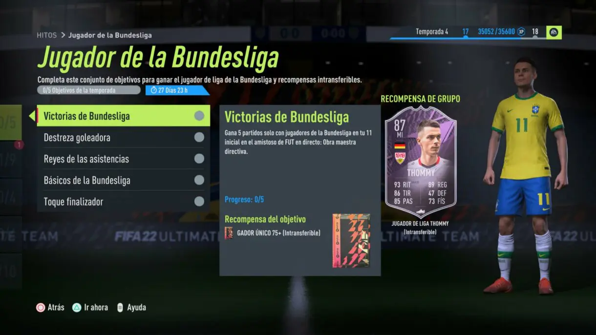 Lista de objetivos "Jugador de la Bundesliga" FIFA 22 Ultimate Team