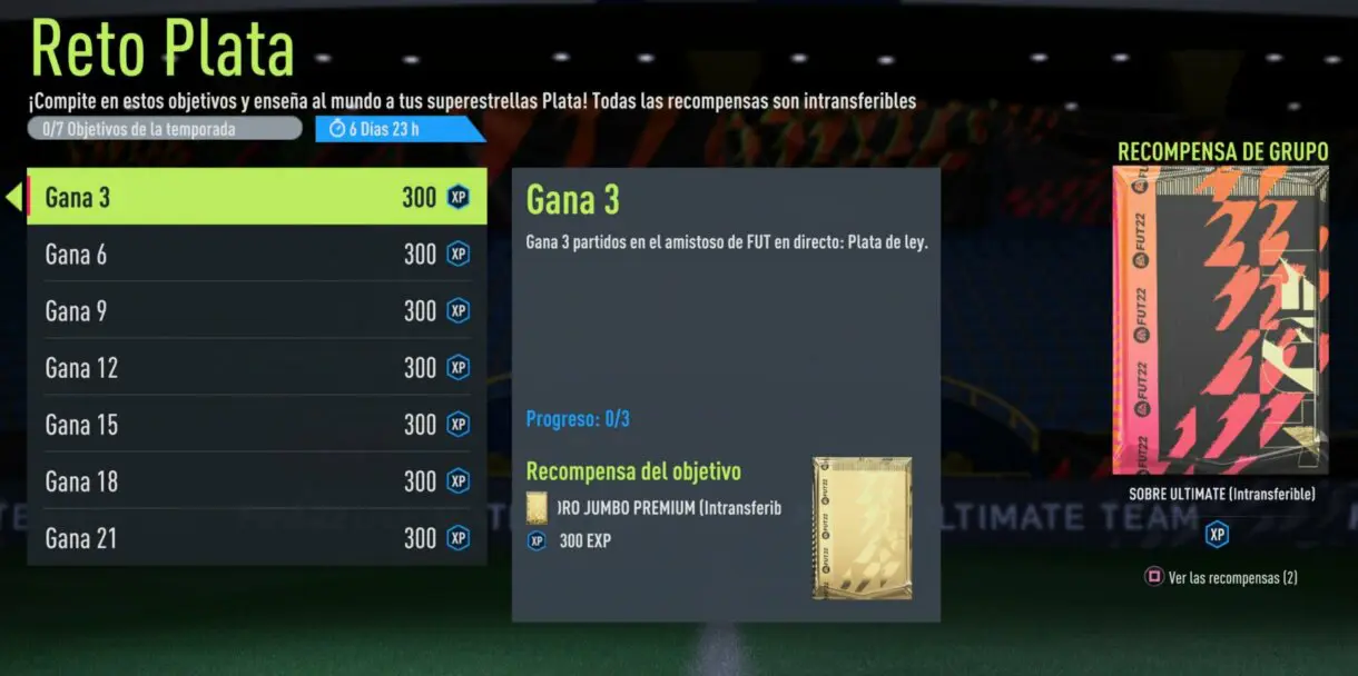 Lista completa objetivos Reto Plata FIFA 22 Ultimate Team