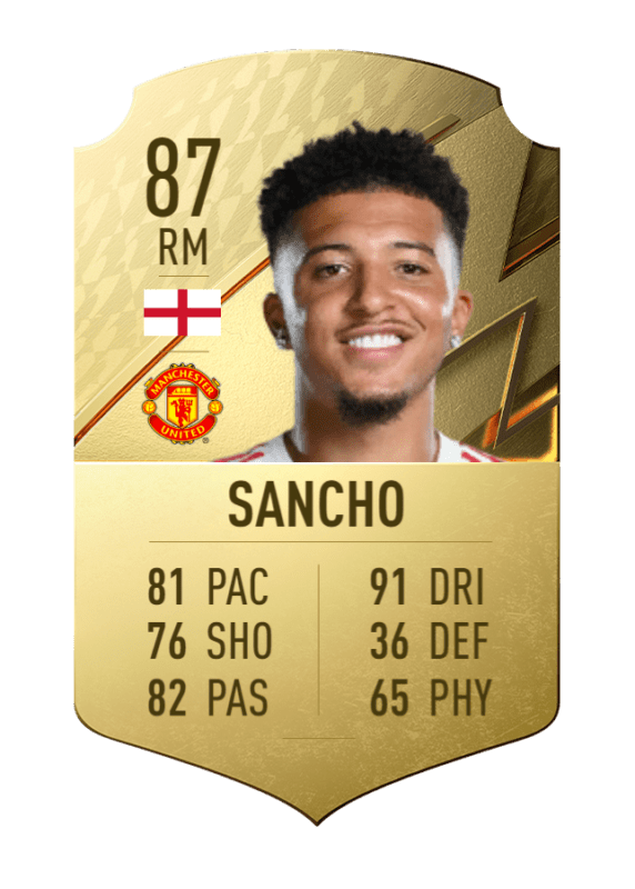 Carta Jadon Sancho oro único FIFA 22 Ultimate Team
