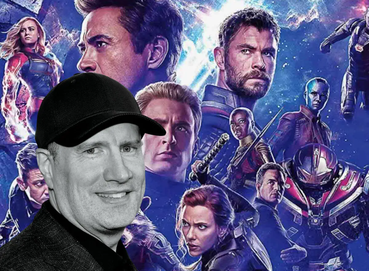 Kevin Feige en un montaje con Los Vengadores