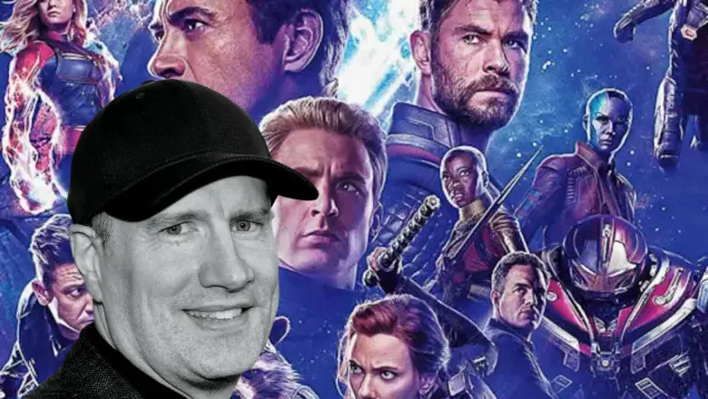 Kevin Feige en un montaje con Los Vengadores