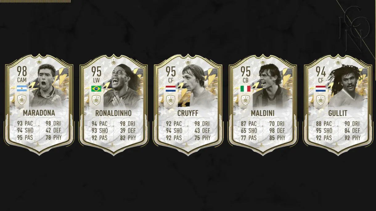 Cartas Moments de Maradona, Ronaldinho, Cruyff, Maldini y Gullit FIFA 22 Ultimate Team