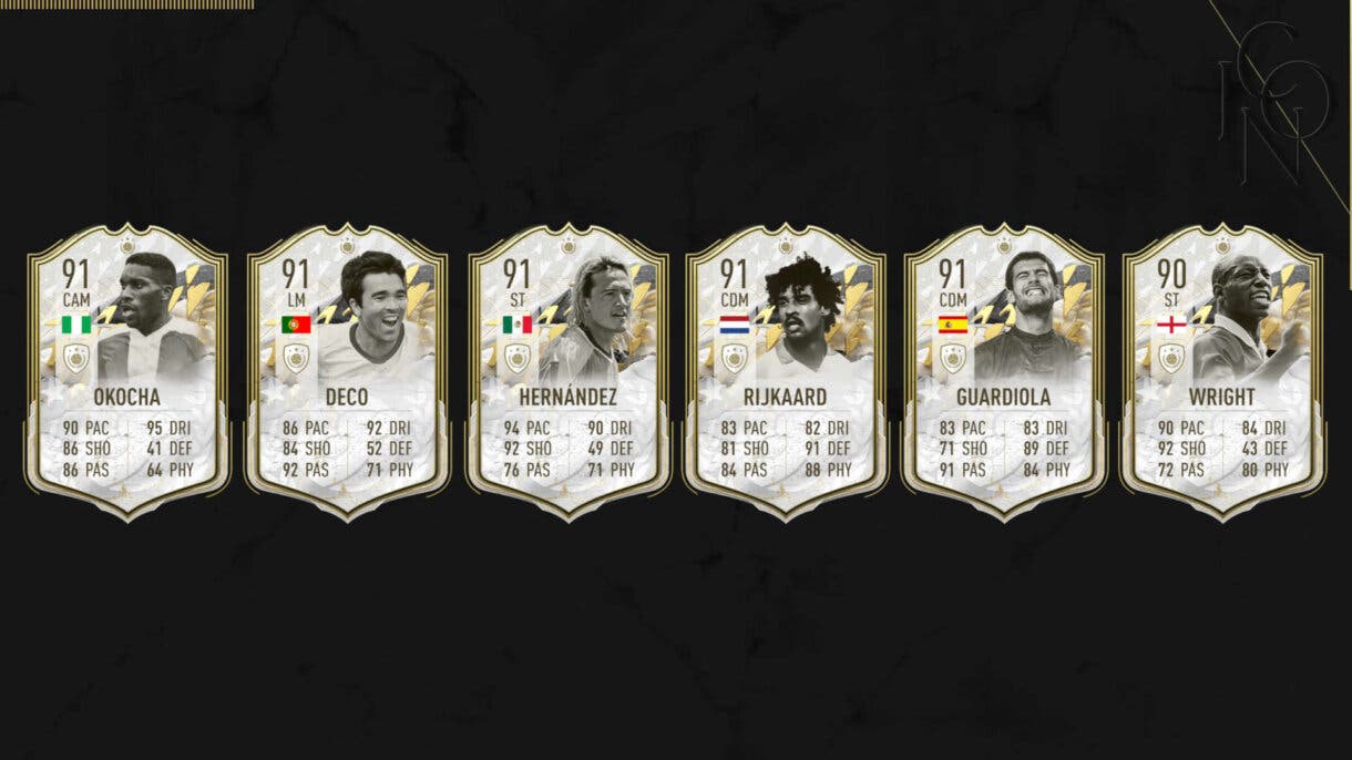 Cartas Moments de Okocha, Deco, Hernández, Rijkaard, Guardiola y Wright FIFA 22 Ultimate Team