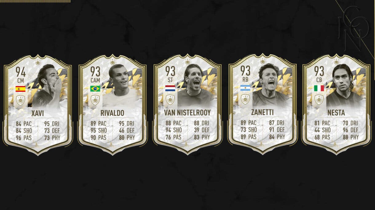 Cartas Moments de Xavi, Rivaldo, van Nistelrooy, Zanetti y Nesta FIFA 22 Ultimate Team