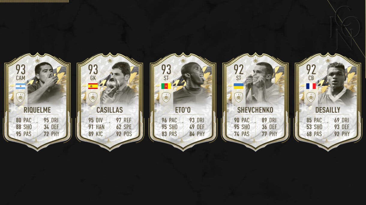 Cartas Moments de Riquelme, Casillas, Eto´o, Shevchenko y Desailly FIFA 22 Ultimate Team