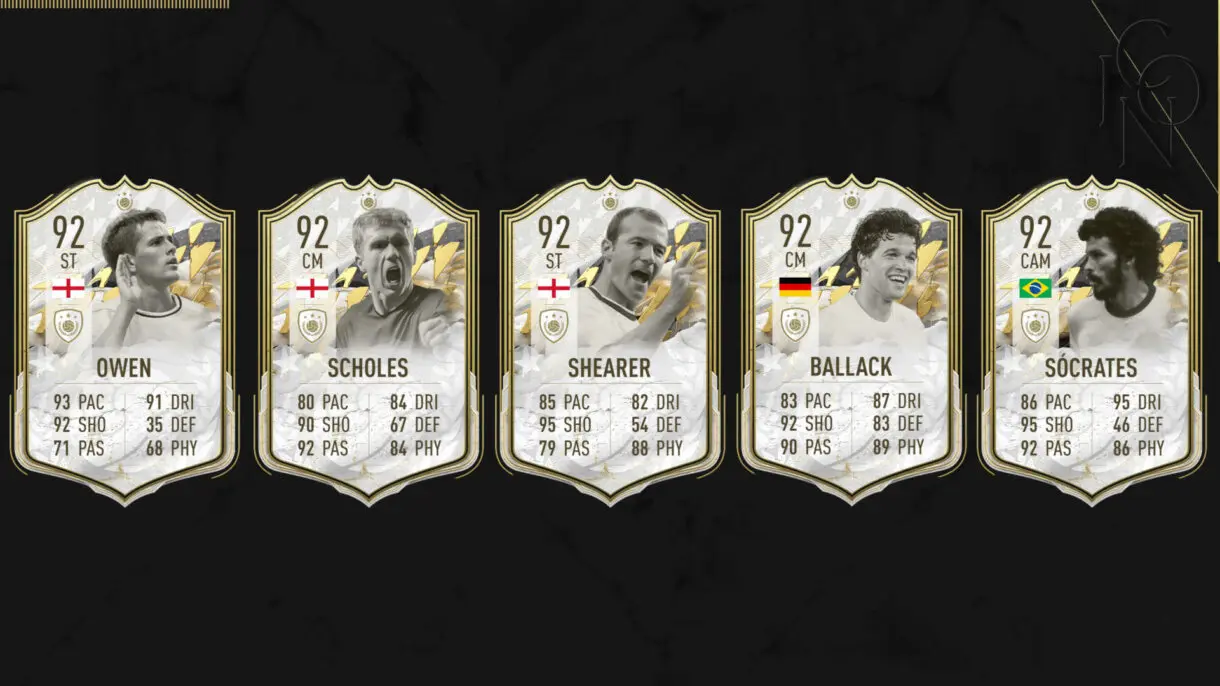 Cartas Moments de Owen, Scholes, Shearer, Ballack y Sócrates FIFA 22 Ultimate Team