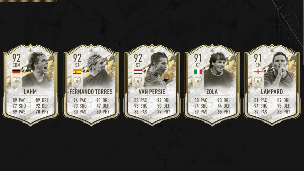 Cartas Moments de Lahm, Torres, van Persie, Zola y Lampard FIFA 22 Ultimate Team