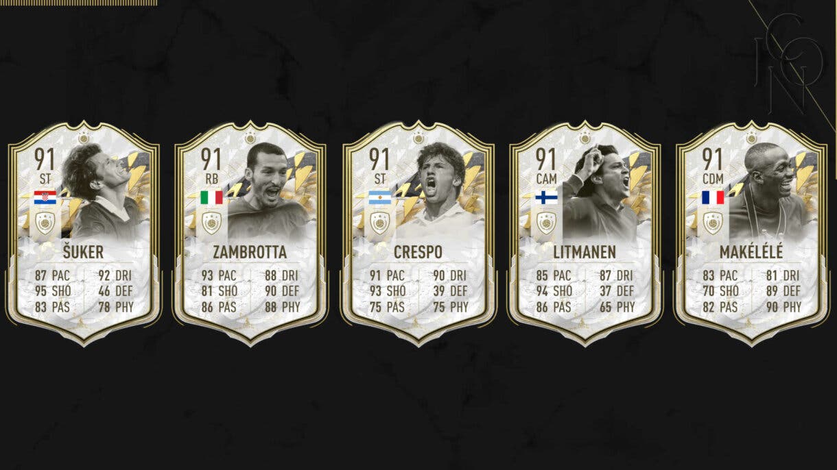 Cartas Moments de Suker, Zambrotta, Crespo, Litmanen y Makélélé FIFA 22 Ultimate Team