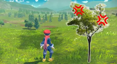 Imagen de Un jugador de Leyendas Pokémon: Arceus empieza a pelear contra un árbol en este clip, literalmente