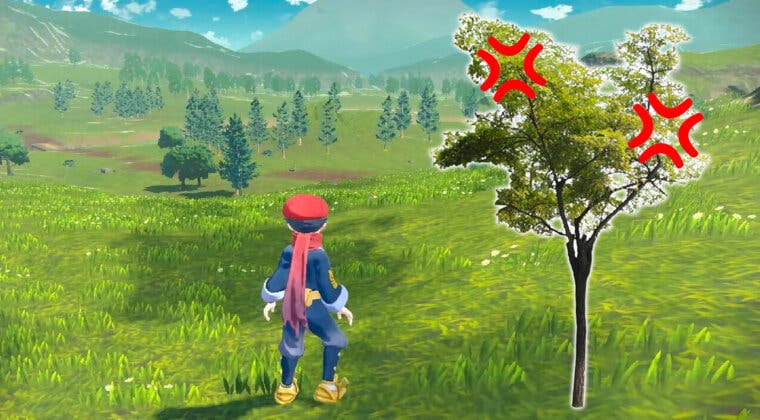 Imagen de Un jugador de Leyendas Pokémon: Arceus empieza a pelear contra un árbol en este clip, literalmente