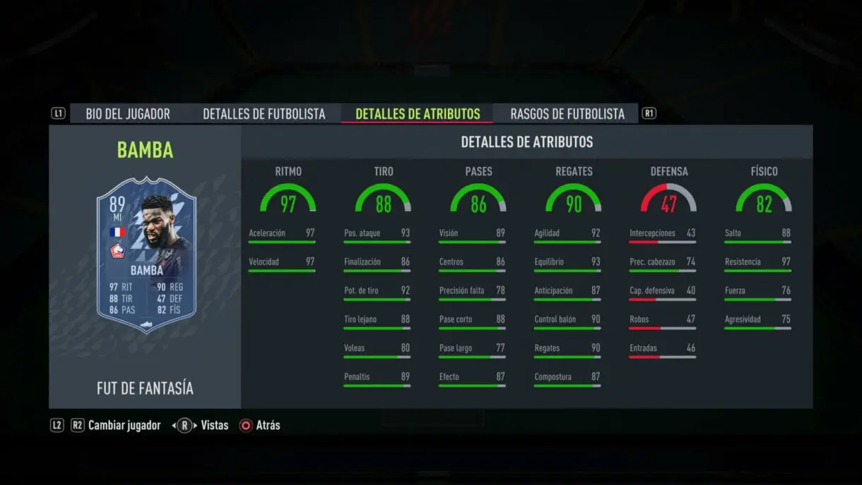 Stats in game Bamba Fantasy FUT FIFA 22 Ultimate Team