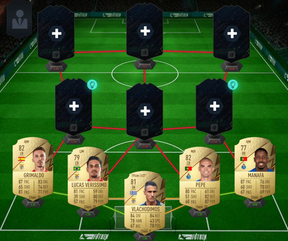 Combinación Grimaldo, Veríssimo, Pepe, Manafá y Vlachodimos oro FIFA 22 Ultimate Team