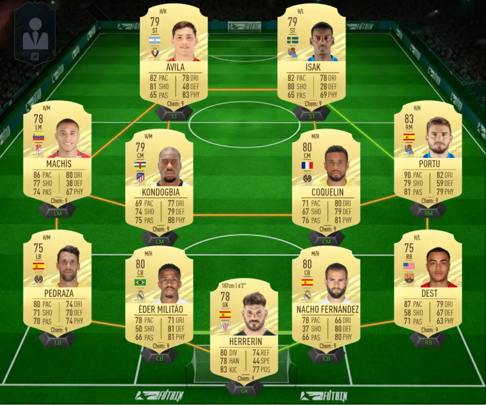 Equipo barato 4-4-2 sin cartas gratuitas para conseguir a Guedes Jugador de Liga FIFA 21 Ultimate Team