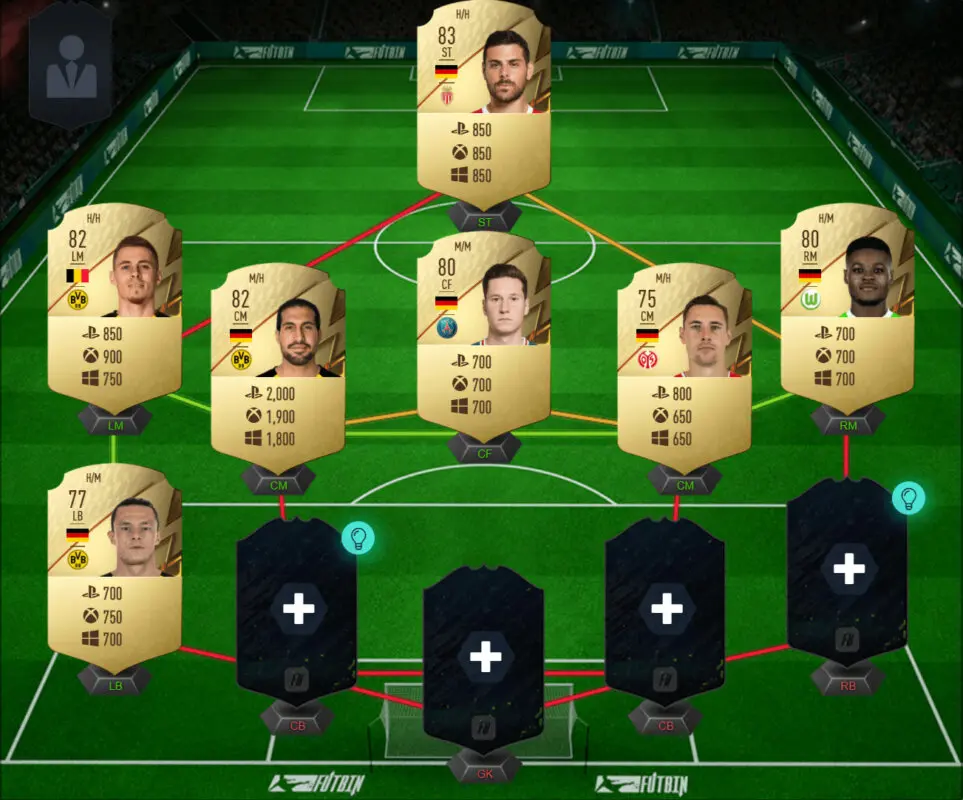 Precios individuales del equipo antes visto
