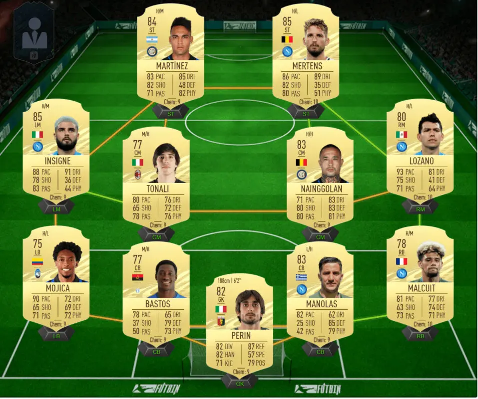 Equipo Serie A (4-4-2) barato válido para conseguir a Correa RTTF FIFA 21 Ultimate Team