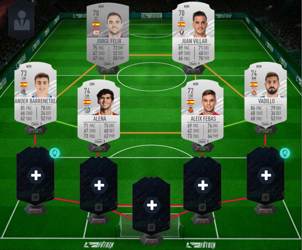Combinación 4-4-2 España válida para "Megafiesta" FIFA 21 Ultimate Team