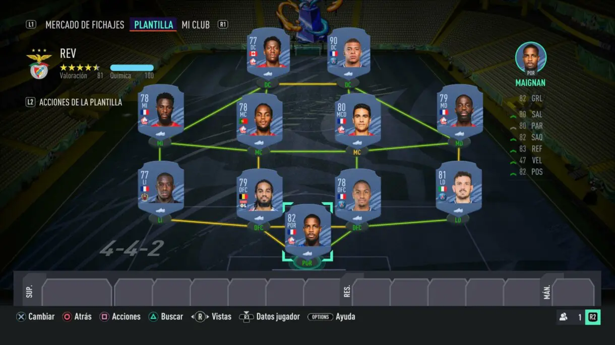 Once completo Ligue 1 4-4-2 posiblemente válido para objetivos Icon Swaps FIFA 21 Ultimate Team