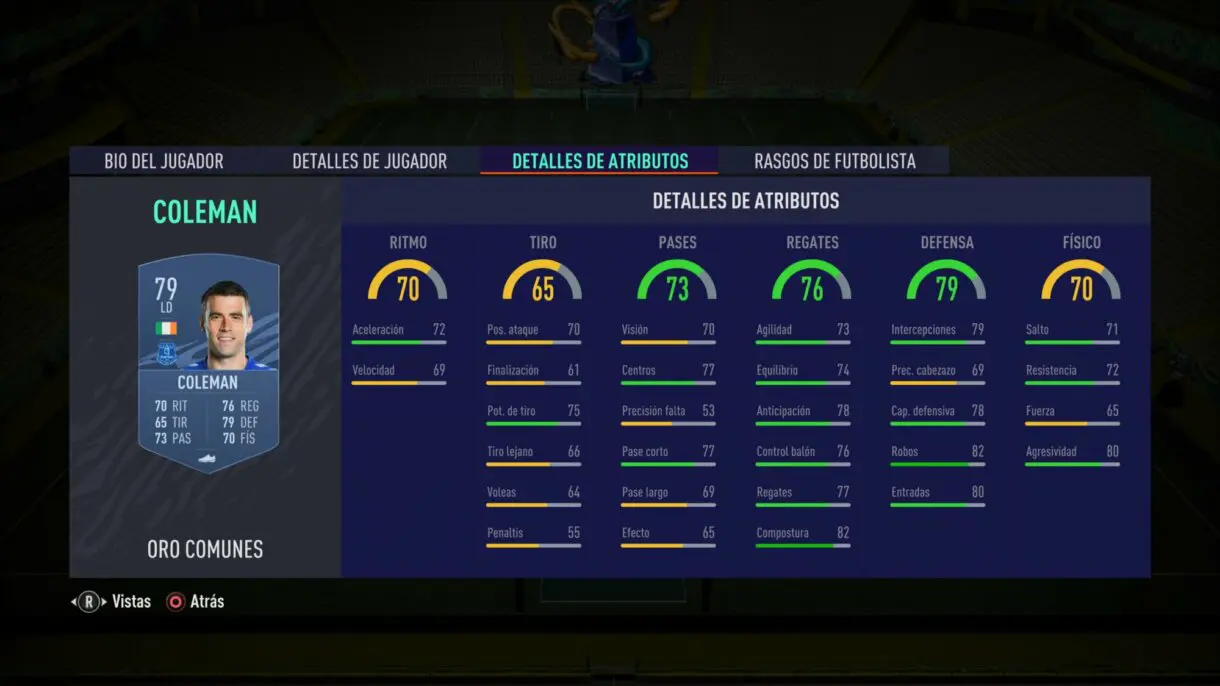 Stats in game Coleman oro FIFA 21 Ultimate Team