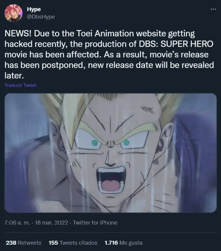 dbs super super hero retraso