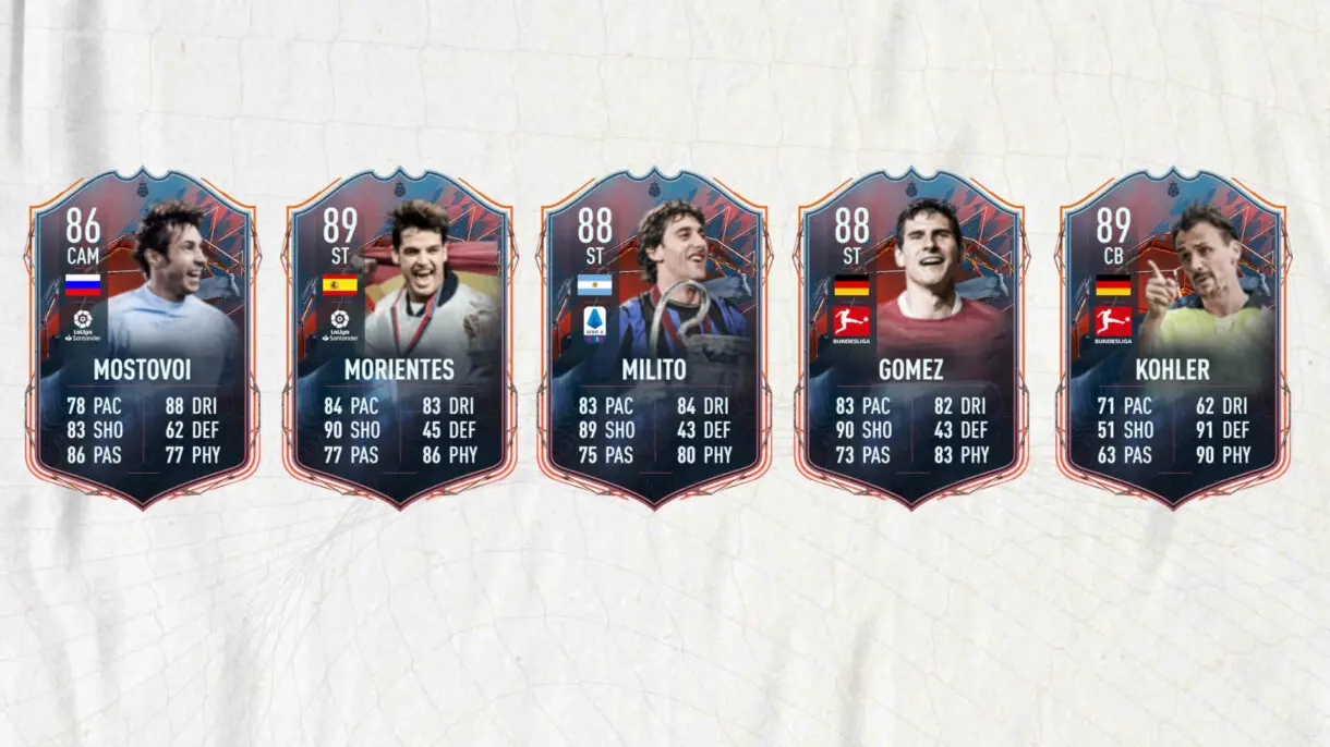Cartas de Mostovoi, Morientes, Milito, Mario Gómez y Kohler FUT Heroes FIFA 22 Ultimate Team