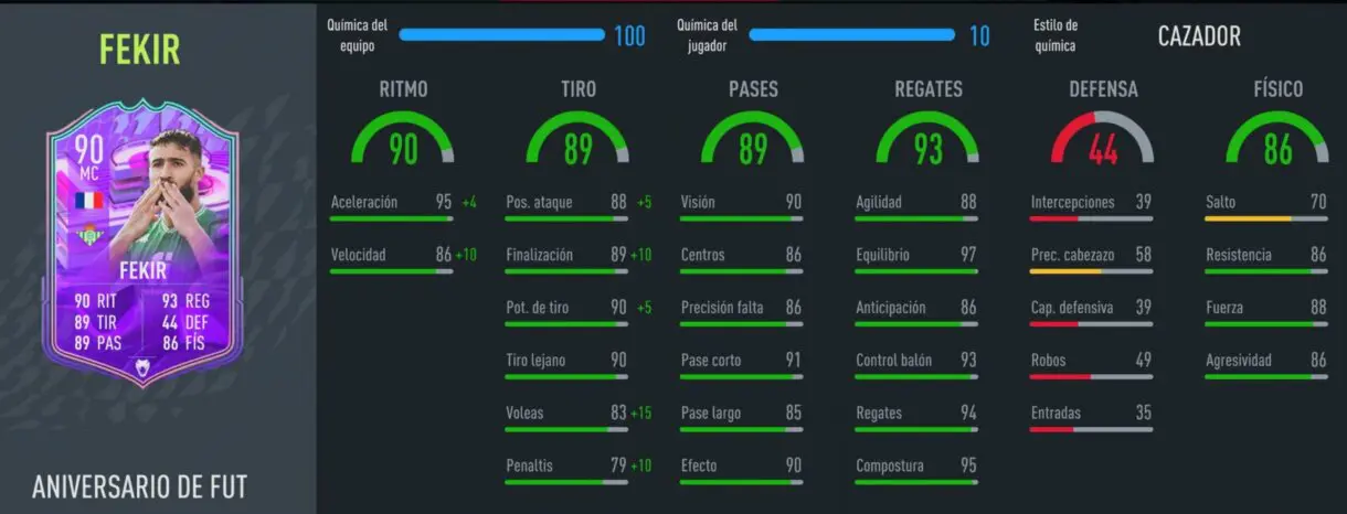 Stats in game Nabil Fekir FUT Birthday FIFA 22 Ultimate Team