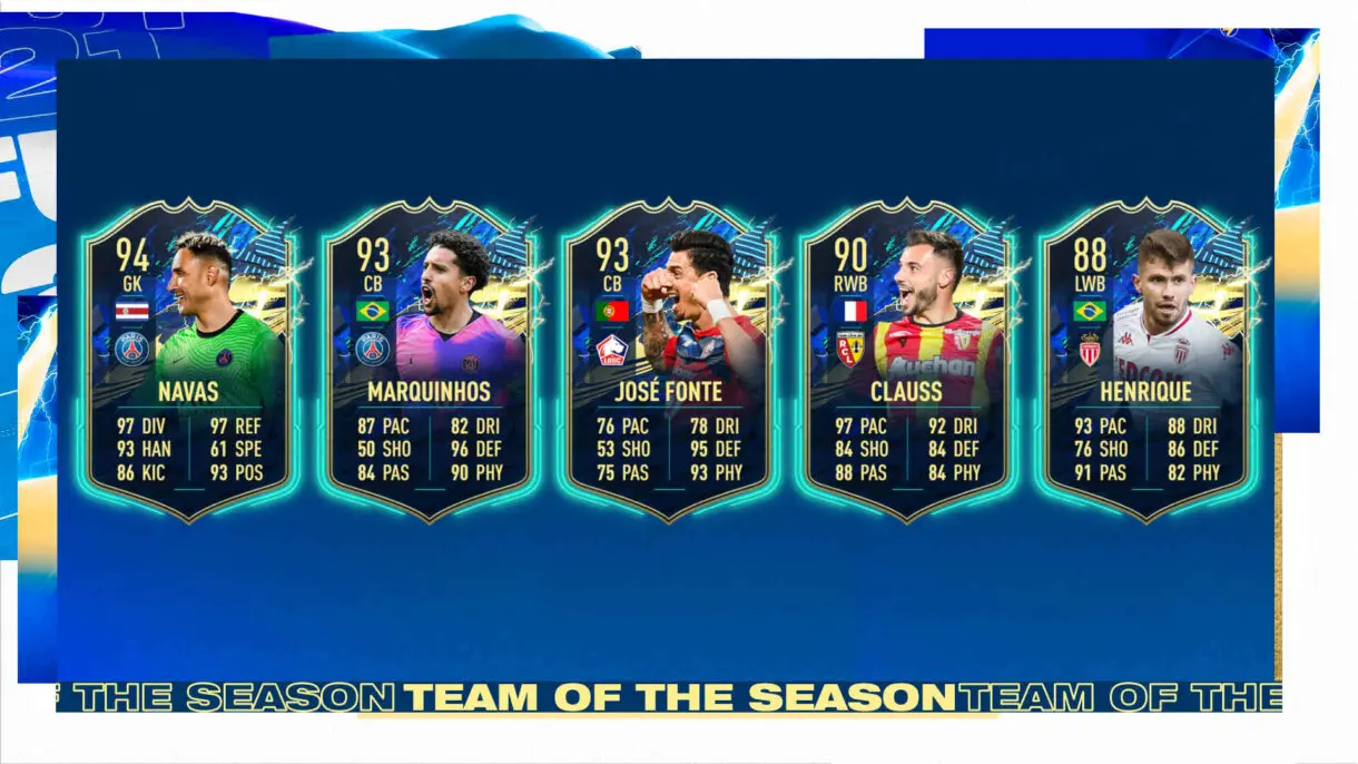 Cartas defensores TOTS Ligue 1 FIFA 21 Ultimate Team