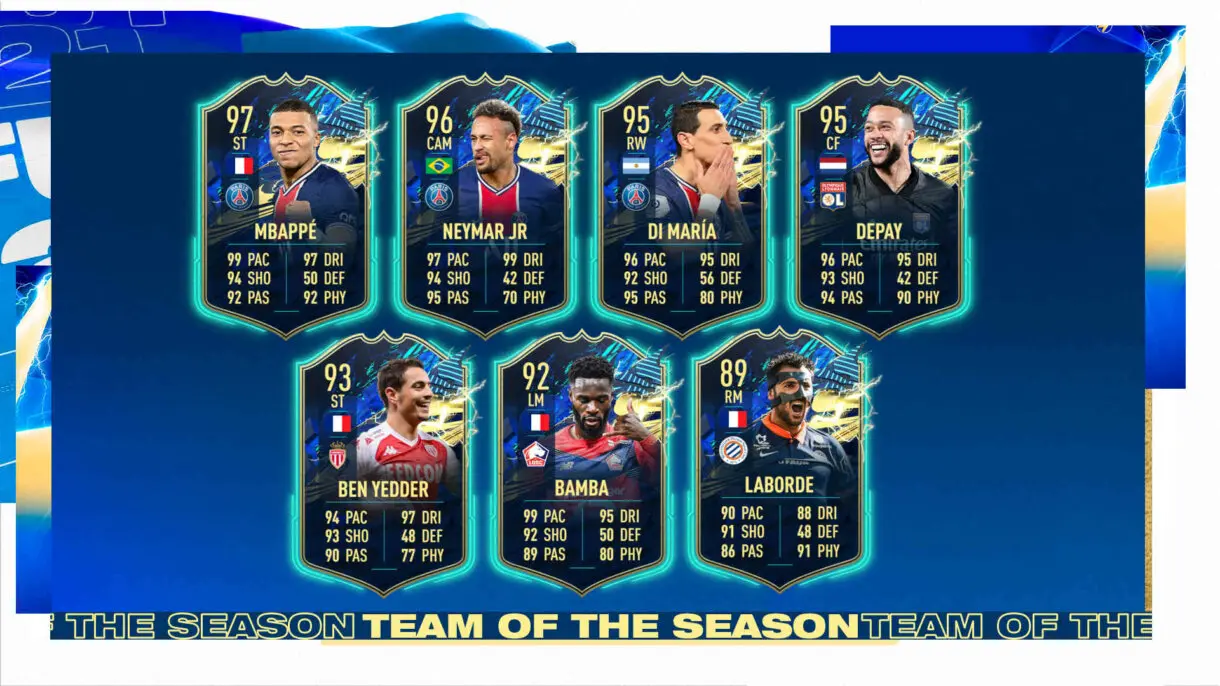 Cartas atacantes TOTS Ligue 1 FIFA 21 Ultimate Team