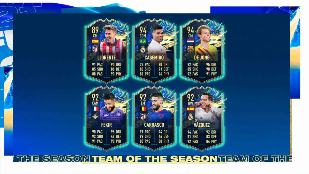 Cartas centrocampistas TOTS Liga Santander FIFA 21 Ultimate Team