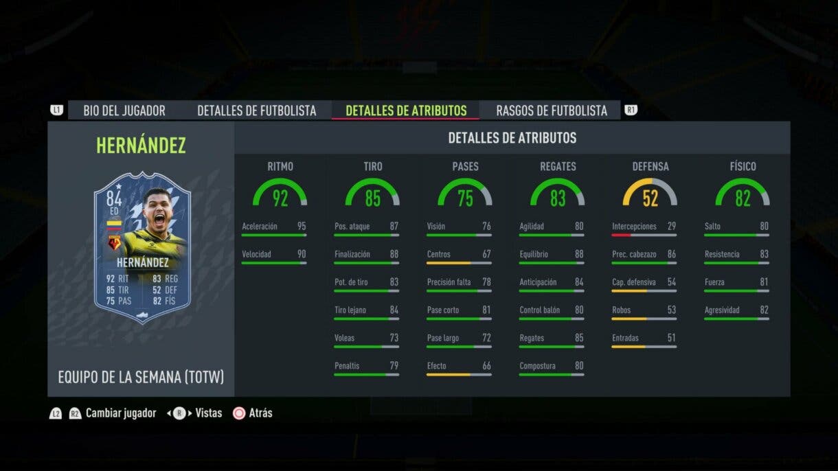 Stats in game de Hernández IF FIFA 22 Ultimate Team