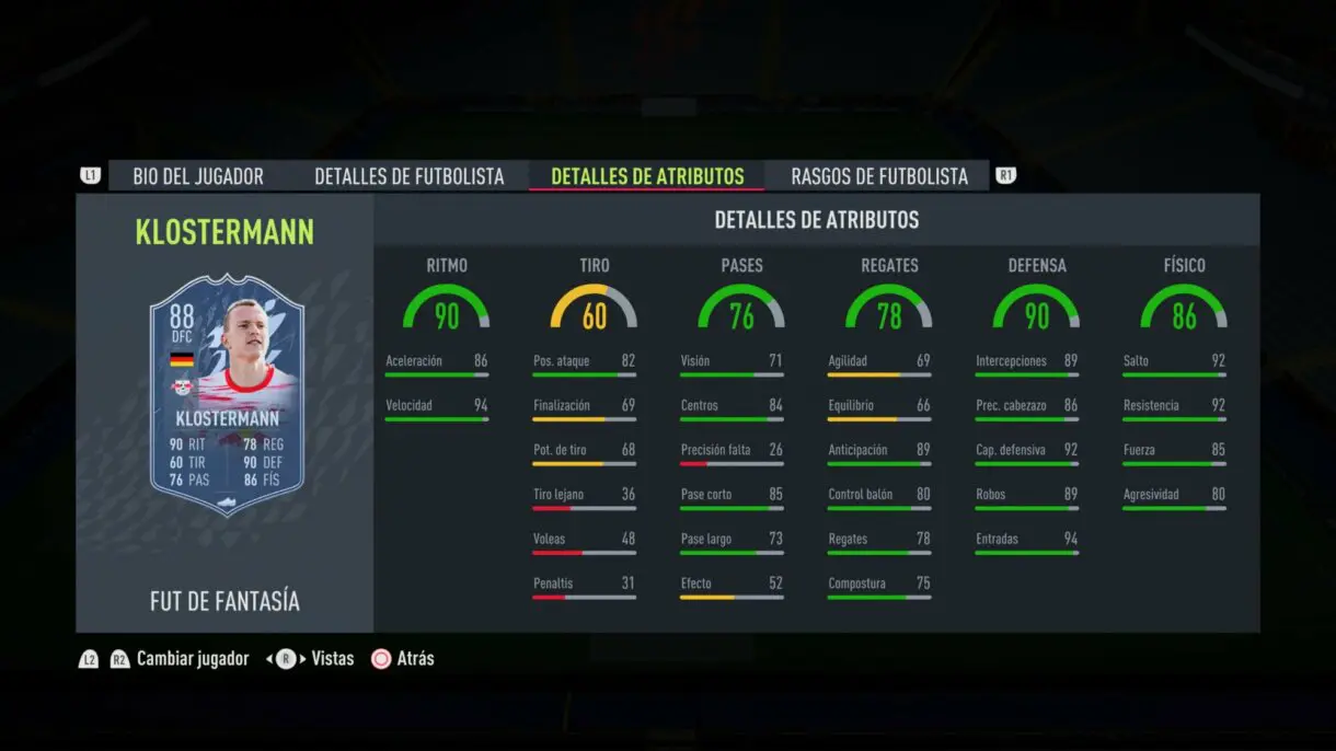 Stats in game Klostermann Fantasy FUT FIFA 22 Ultimate Team