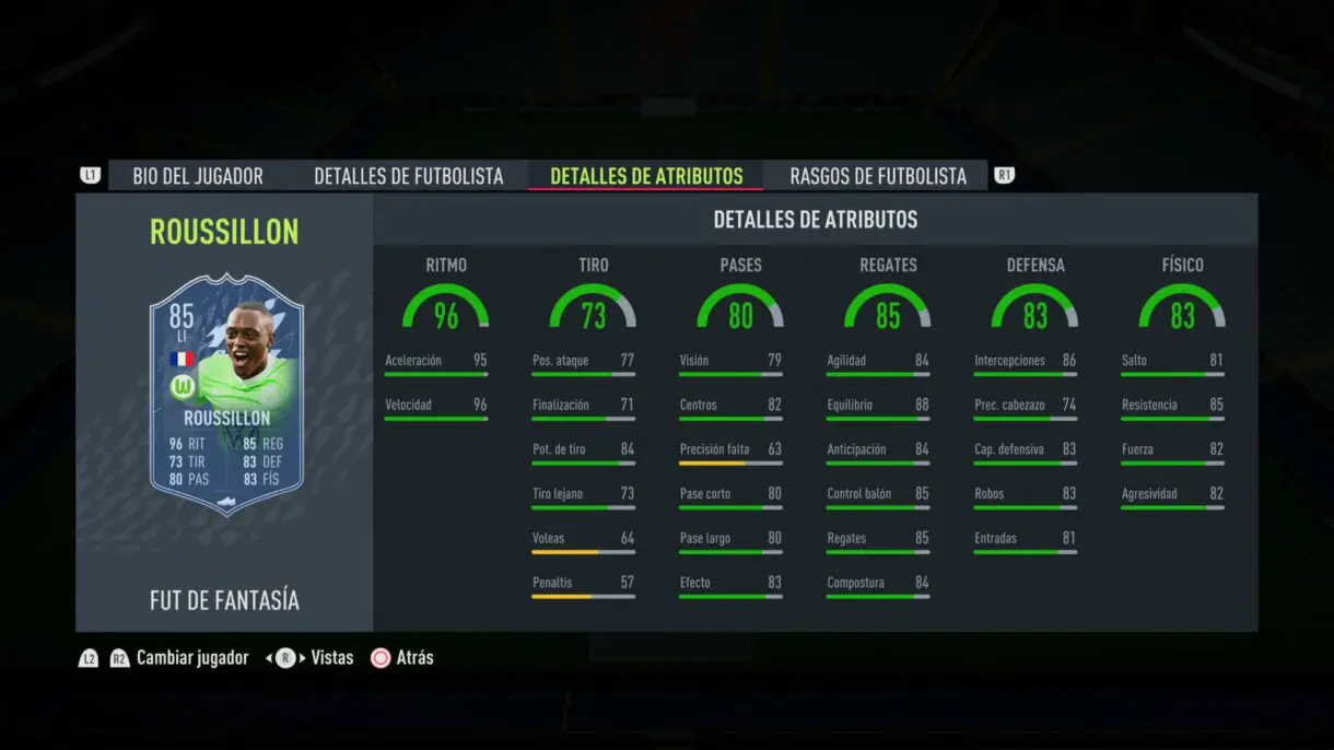 Stats in game Roussillon Fantasy FUT FIFA 22 Ultimate Team