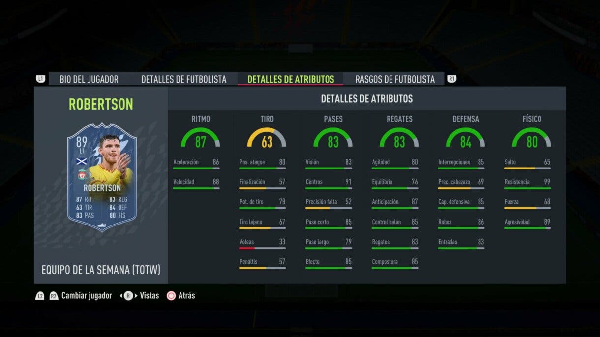 Stats in game Robertson SIF FIFA 22 Ultimate Team