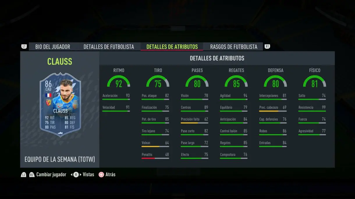 Stats in game Clauss SIF FIFA 22 Ultimate Team