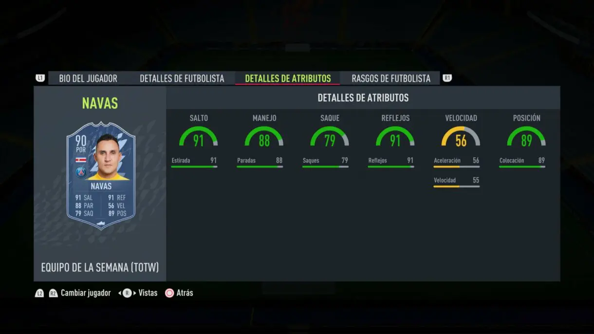 Stats in game Keylor Navas IF FIFA 22 Ultimate Team
